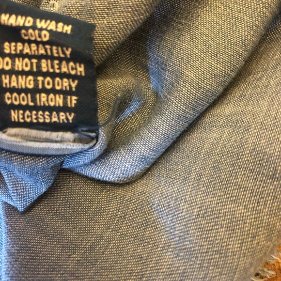 Reba Denim Dress Size Small Embroidered Western Fray Hem Comfort Soft Floral - Picture 12 of 13